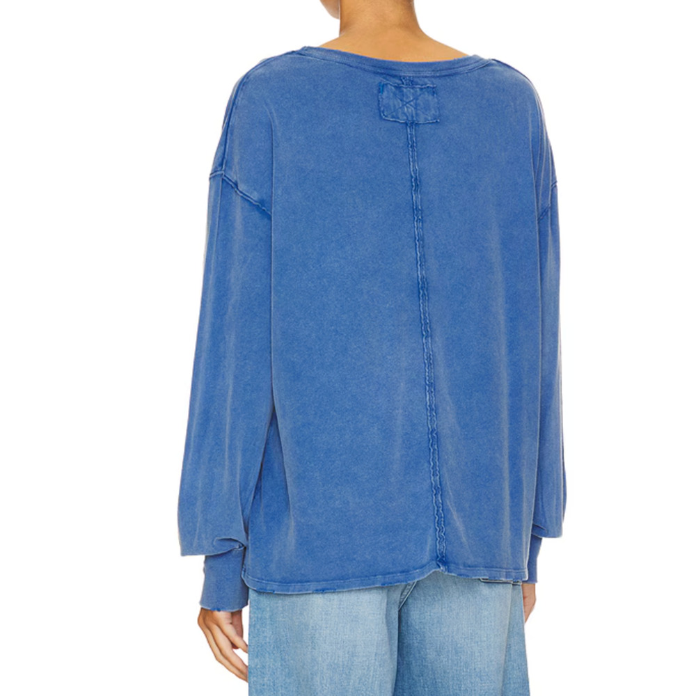 NEW Free People We The Free Fade Into You Long Sleeve Tee Shirt Limoges Blue M - Picture 5 of 5